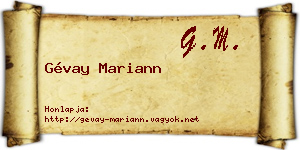 Gévay Mariann névjegykártya